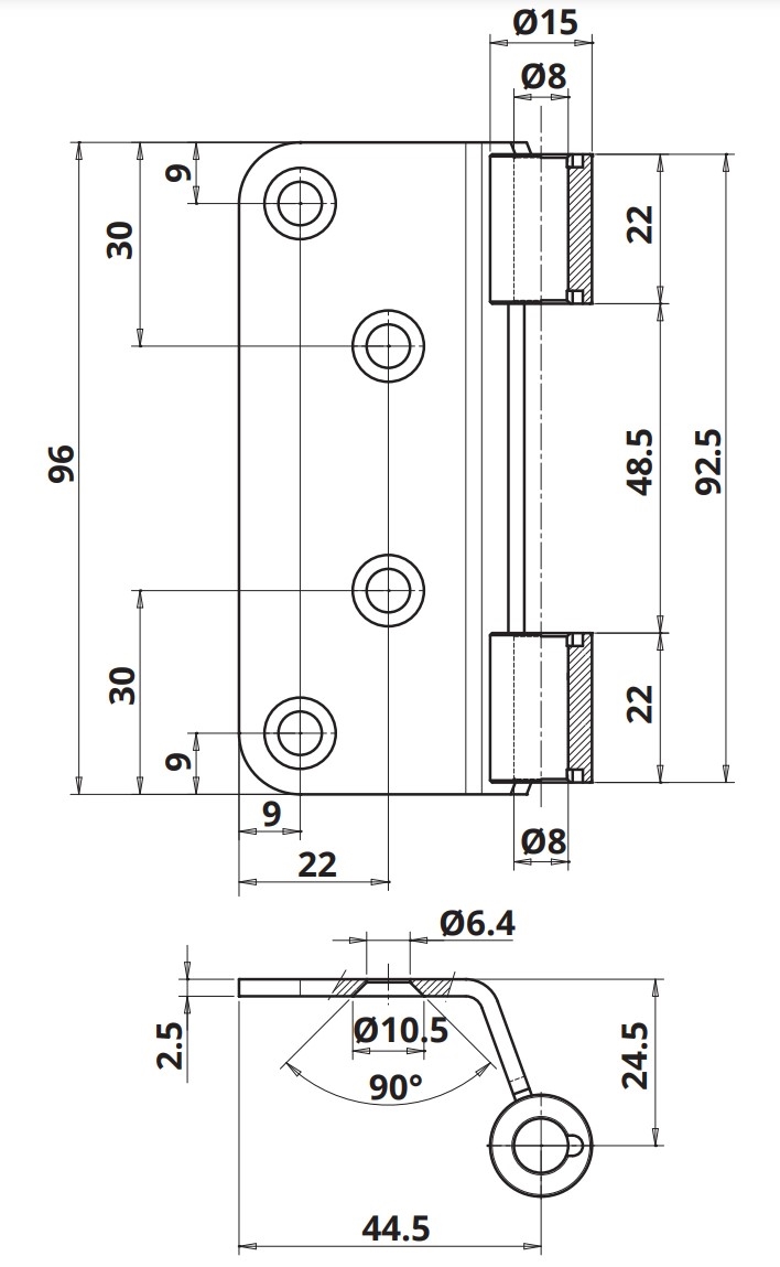 Пластина дверной петли для дверей без наплава, никелированный, сталь. Рис. 2 Пластина дверной петли для дверей без наплава, никелированный, сталь. Рис. 2