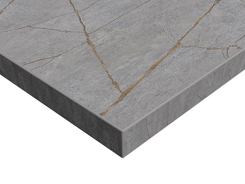 Плита ЛДСП ALVIC SYNCRON 1240*18*2750 мм, керамика золото 02 (Porcelain Gold 02 JA),  двустороннее тиснение. Рис. 1