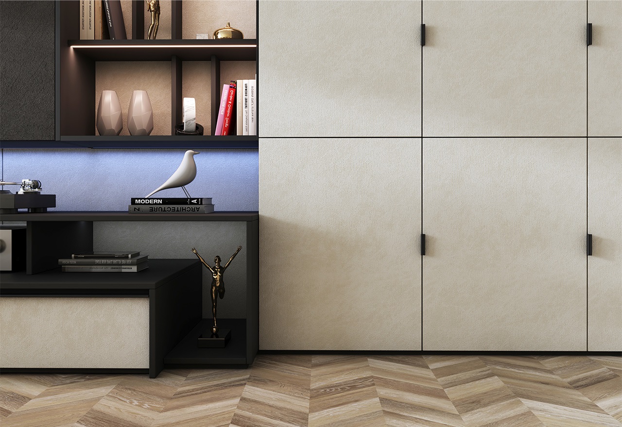 Плита МДФ AGT 3P 1220*18*2800 мм, двусторонняя, с тиснением, слэйт бежевый 3069. Рис. 3