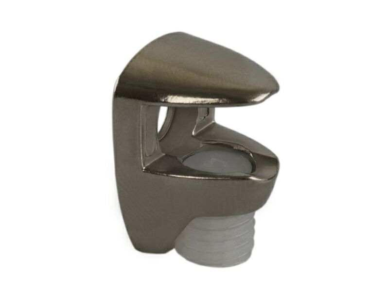 FIRMAX FA10 Полкодержатель под саморез для стеклянных полок толщиной до 6 мм, с фиксацией, цинк, никель. Рис. 1 FIRMAX FA10 Полкодержатель под саморез для стеклянных полок толщиной до 6 мм, с фиксацией, цинк, никель. Рис. 1