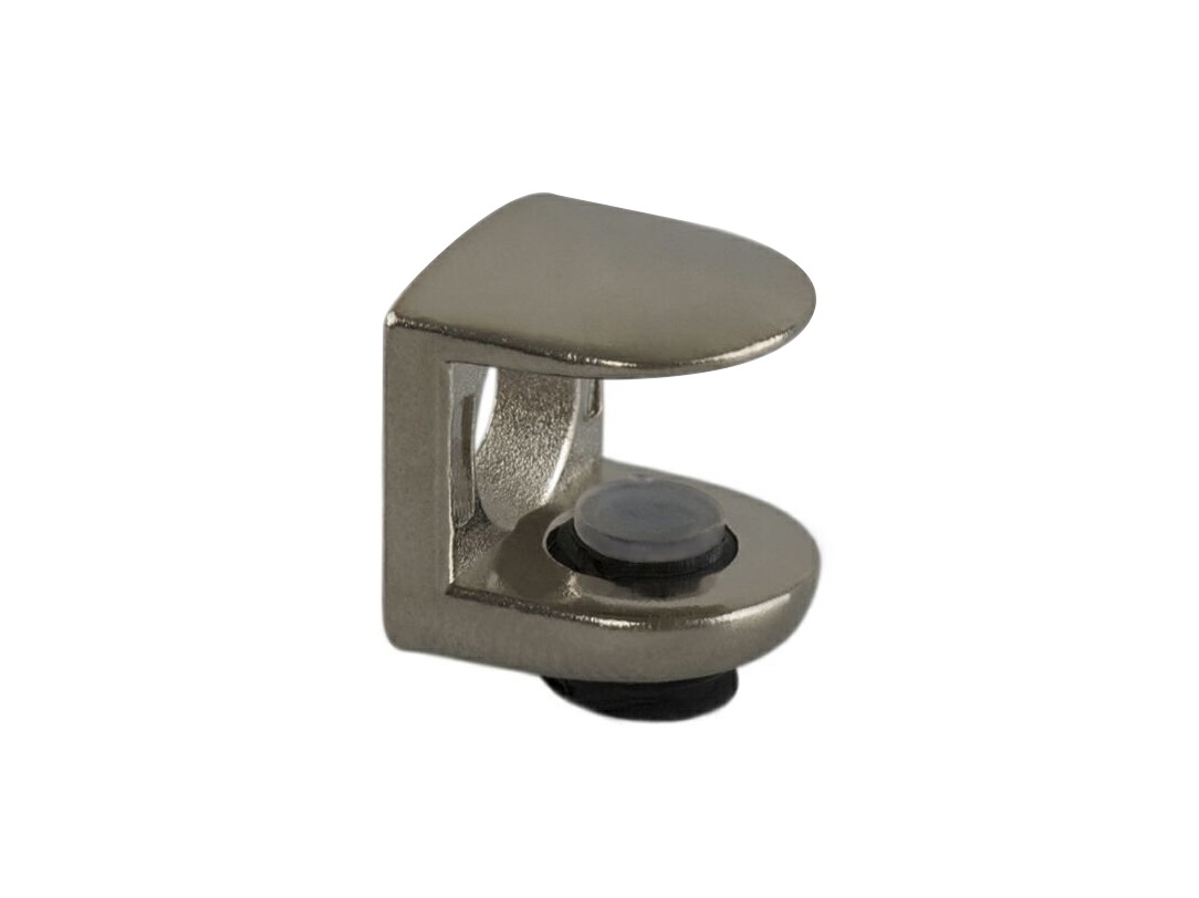 FIRMAX FA07 Полкодержатель под саморез для стеклянных полок толщиной до 8 мм., с фиксацией, цинк, никель. Рис. 1 FIRMAX FA07 Полкодержатель под саморез для стеклянных полок толщиной до 8 мм., с фиксацией, цинк, никель. Рис. 1