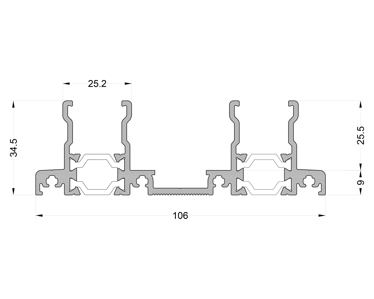 Порог ALUMARK 34,5/106 мм 6м неокрашенный. Рис. 1 Порог ALUMARK 34,5/106 мм 6м неокрашенный. Рис. 1