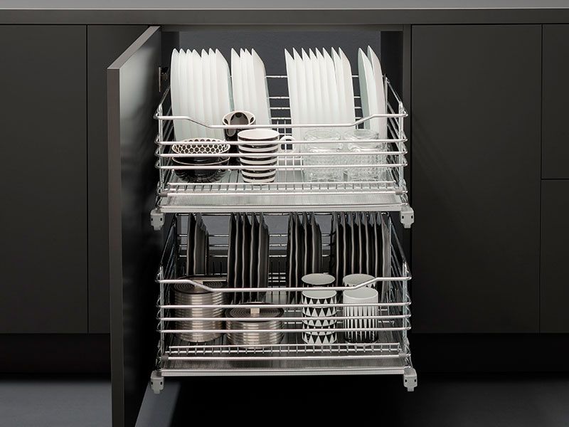 Посудосушитель в нижнюю базу 600мм с поддоном, направляющие плавного закрывания, хром. Рис. 2 Посудосушитель в нижнюю базу 600мм с поддоном, направляющие плавного закрывания, хром. Рис. 2