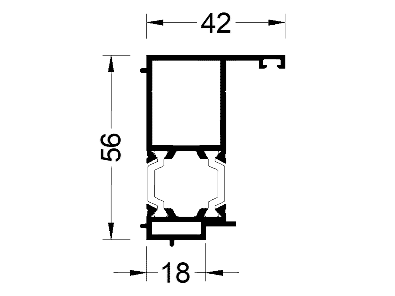 Притвор дверной Alumark для встраивания в витраж из оконного профиля 6м. неокрашенный