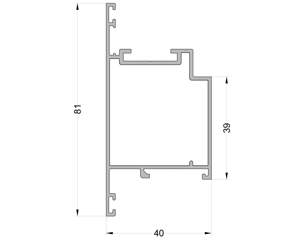 Профиль Т- дверной створки 39/81мм ALUMARK 6.5 м RAL9016. Рис. 1
