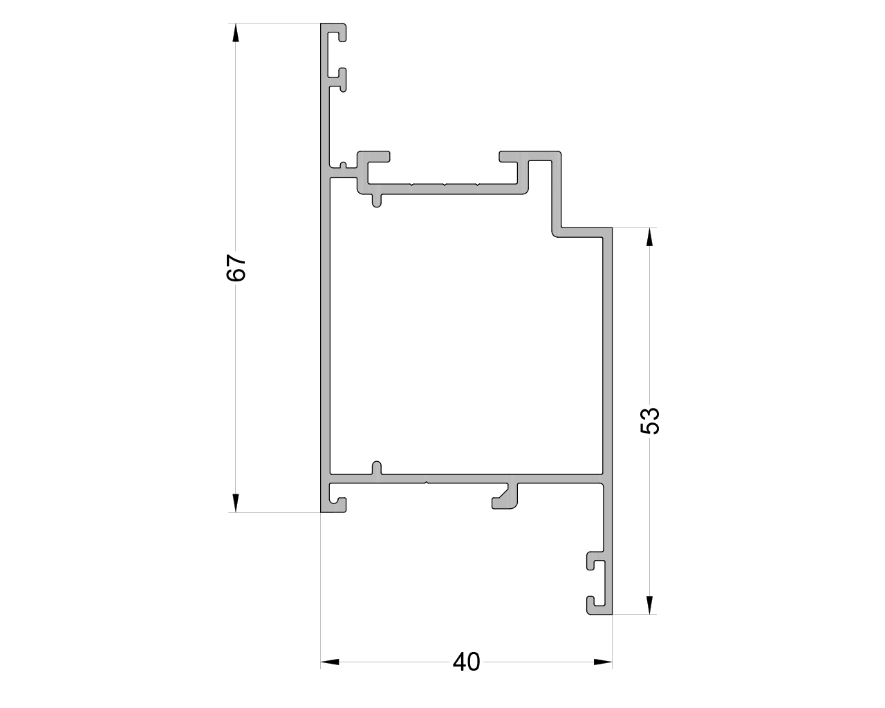 Профиль Z - дверной створки 53/679016мм ALUMARK 6.5 м RAL 9016. Рис. 1 Профиль Z - дверной створки 53/679016мм ALUMARK 6.5 м RAL 9016. Рис. 1