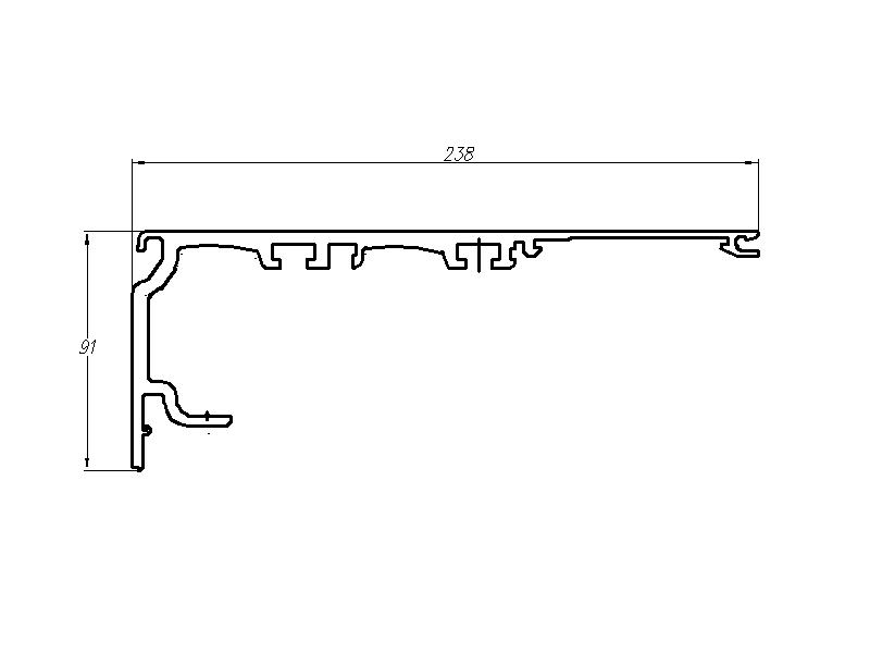 Профиль базовый телескопического привода ES200T 6250 мм, неокрашенный, 25505701120. Рис. 1 Профиль базовый телескопического привода ES200T 6250 мм, неокрашенный, 25505701120. Рис. 1