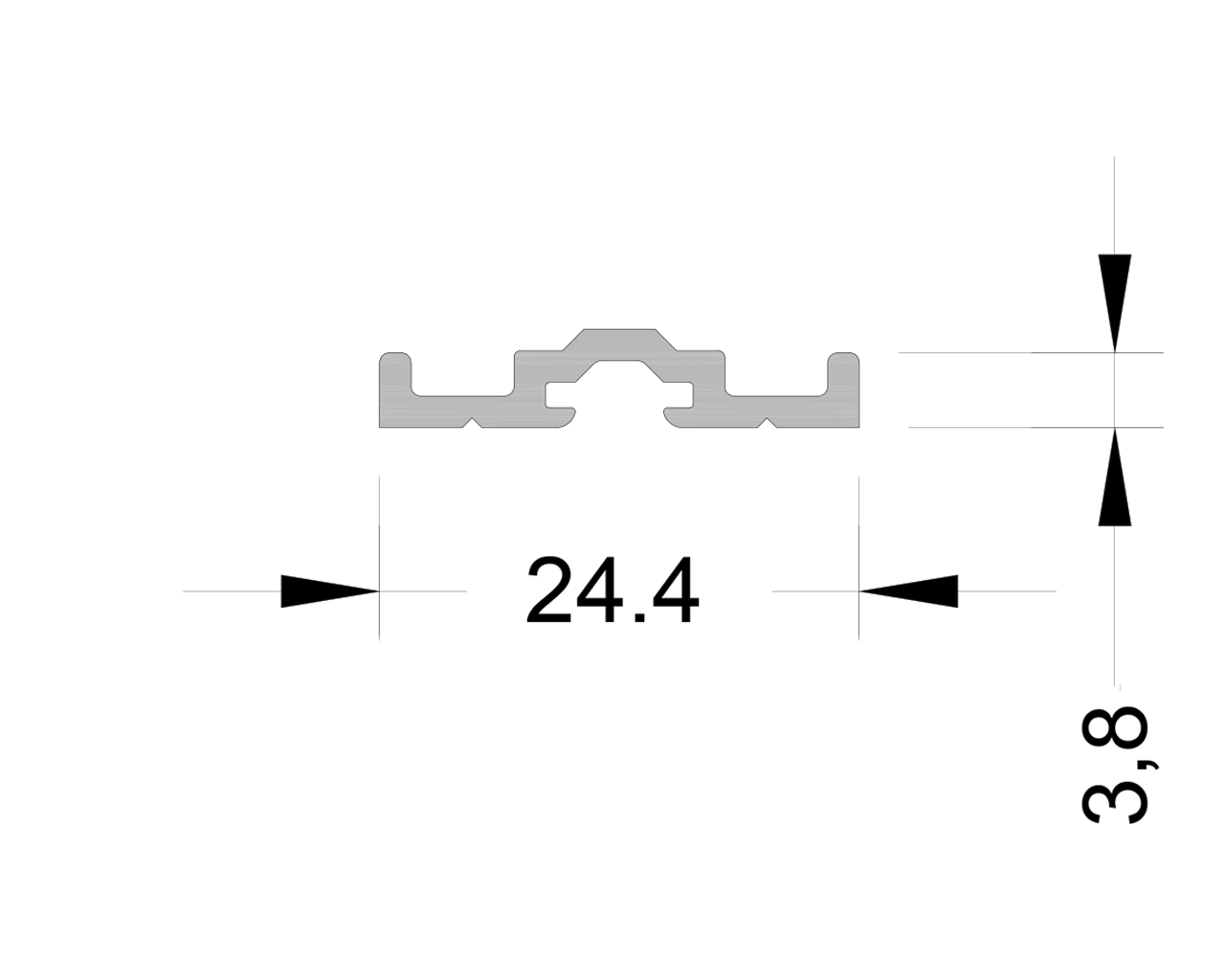 Профиль цоколя для щеточного уплотнителя ALUMARK  24/5 мм 6м неокрашенный. Рис. 1