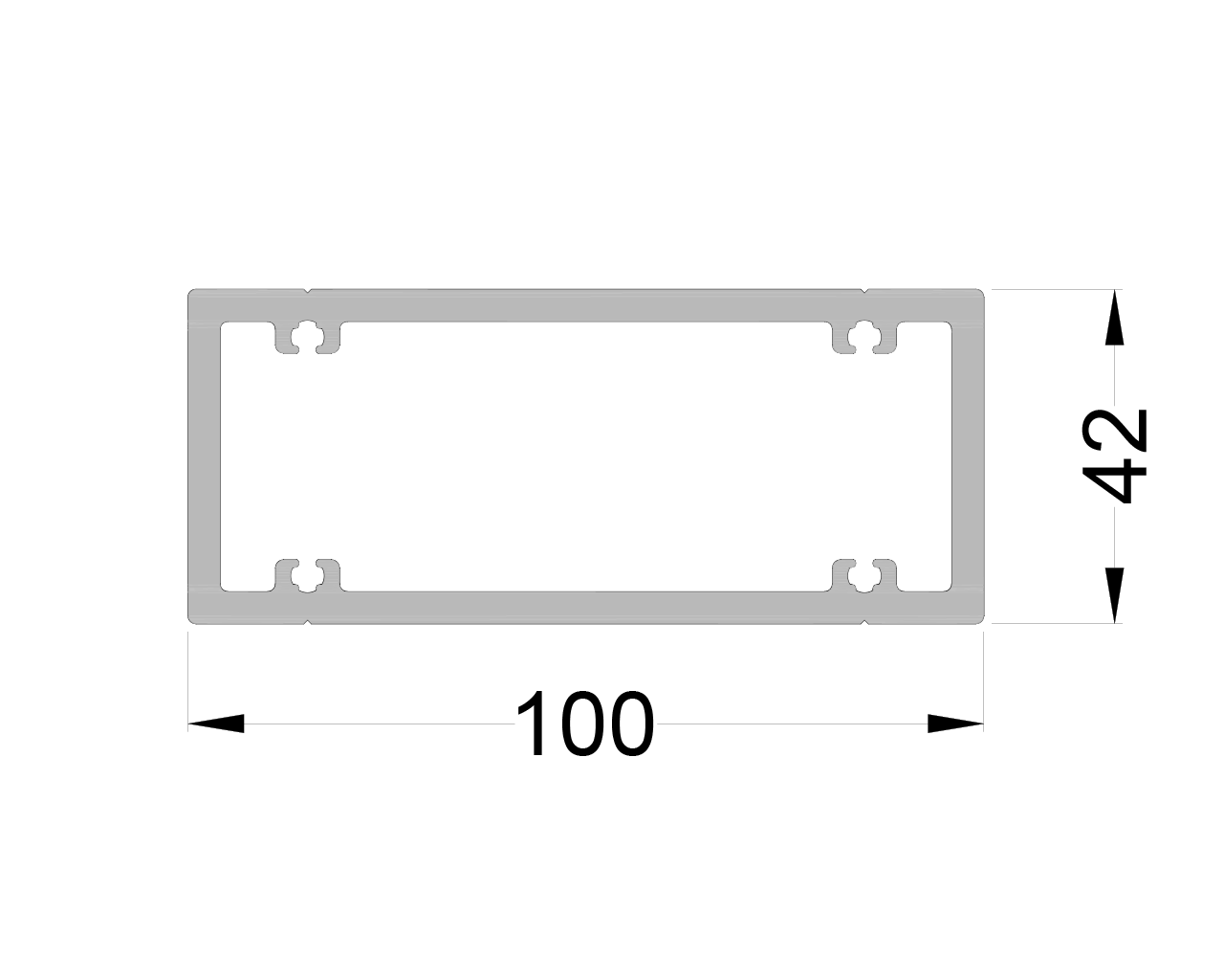 Профиль для монтажной пластины ALUMARK 42х100 мм 6м неокрашенный. Рис. 1 Профиль для монтажной пластины ALUMARK 42х100 мм 6м неокрашенный. Рис. 1