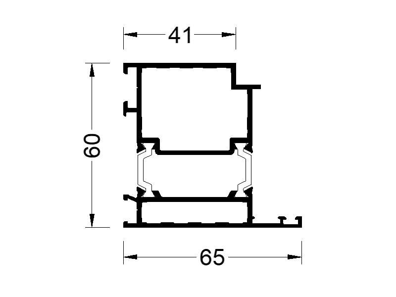 Профиль дверной рамы внутреннего открывания ALUMARK 65/41 мм 6,5м RAL9016. Рис. 1