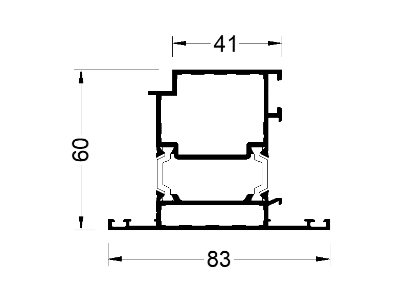 Профиль дверной створки T 83/41 мм.  RAL9016 6.5м.. Рис. 1