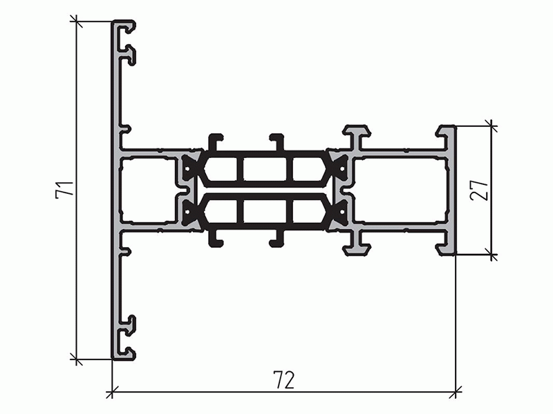 Профиль импоста 71мм (6,5м), RAL9016. Рис. 1
