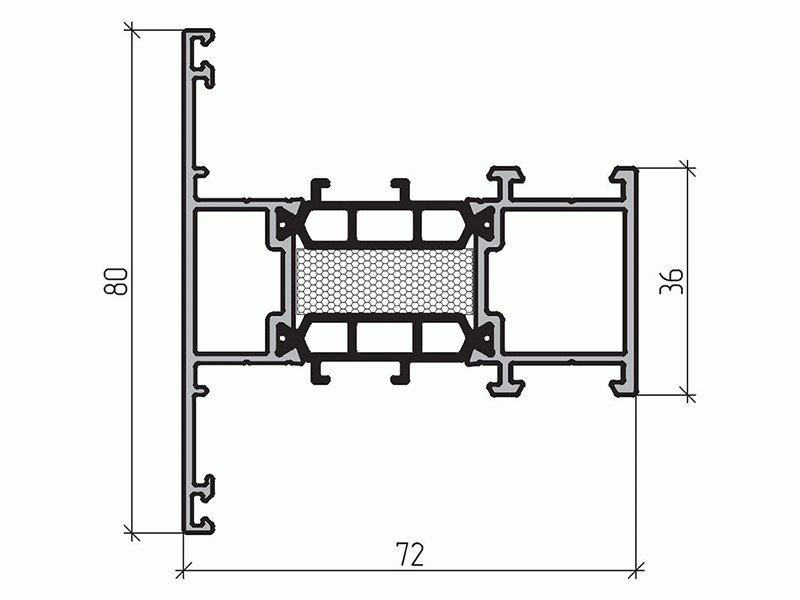 Профиль импоста 80мм (6,5м), RAL9016. Рис. 1