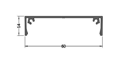 Профиль крышки 3060/14/0.5/6 горизонтальный, алюминий, RAL 7021. Рис. 1