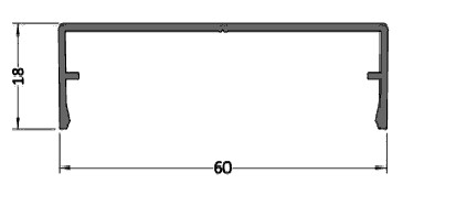 Профиль крышки 3060/18/0.5/6 горизонтальный, алюминий, RAL8019. Рис. 1