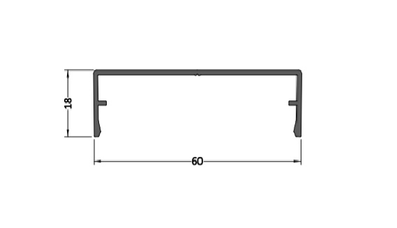 Профиль крышки 3060/18/0.5/6 горизонтальный, алюминий, RAL 7021. Рис. 1