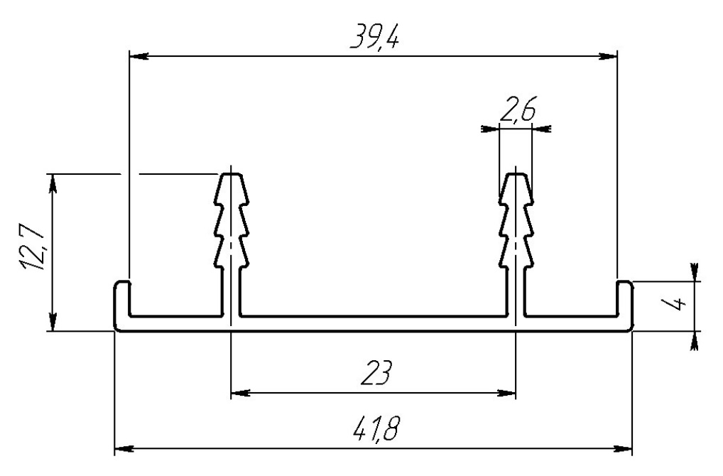 Профиль кромка 418 дверного полотна, алюминий, L=6100 мм, анодированный черный.. Рис. 2 Профиль кромка 418 дверного полотна, алюминий, L=6100 мм, анодированный черный.. Рис. 2