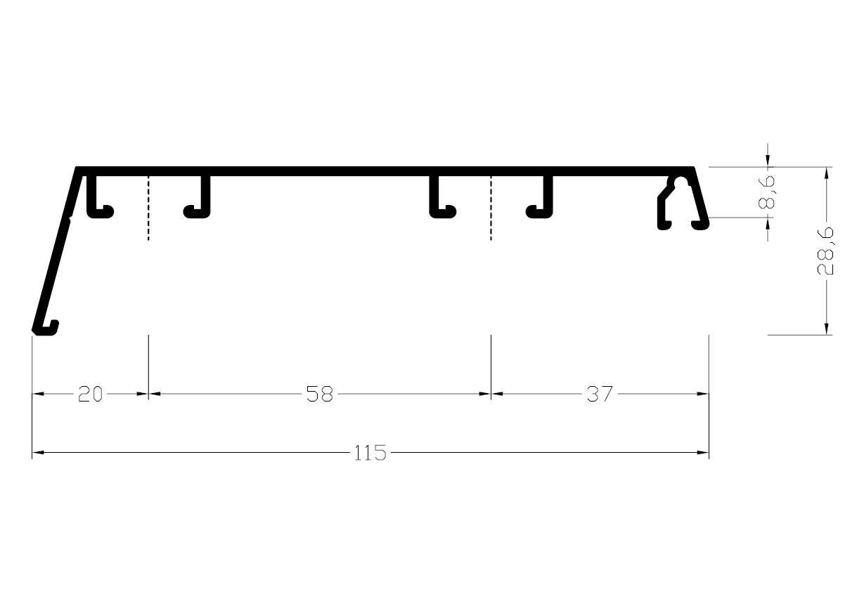 Профиль на дверную створку АЛЮСТАРТ, длина 6 м, алюминий, неокрашенный. Рис. 2