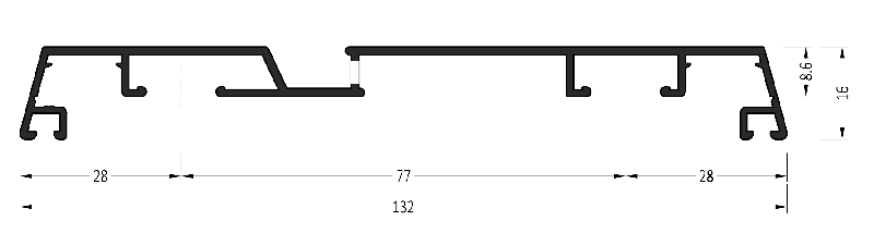 Профиль на гор. импост 132/16, АЛЮСТАРТ, алю.. Рис. 1