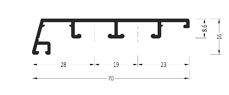 Профиль на раму АЛЮСТАРТ, длина 6 м, алюминий, неокрашенный. Рис. 1