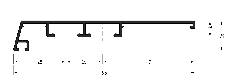 Профиль на раме 96/16, АЛЮСТАРТ, алю.. Рис. 1