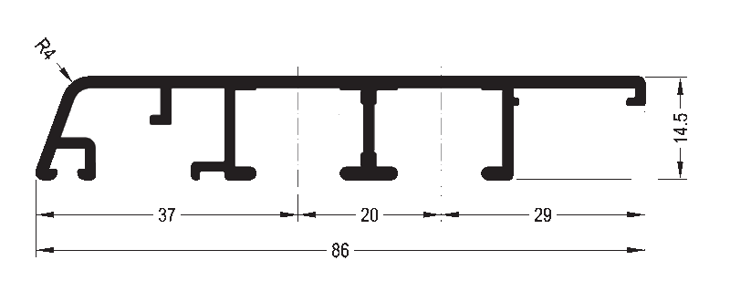 Профиль на раму, длина 6 м, алюминий, неокрашенный. Рис. 1