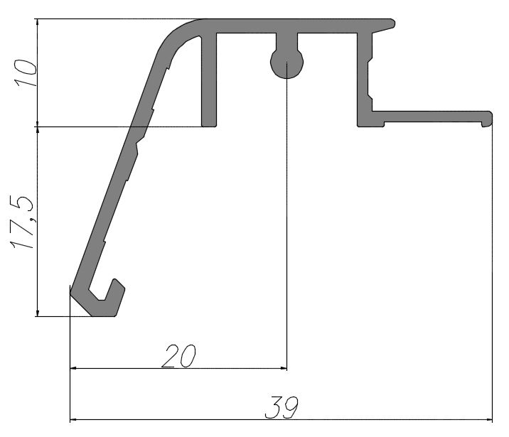 Профиль на створку АЛЮСТАРТ, длина 6 м, алюминий, неокрашенный. Рис. 2
