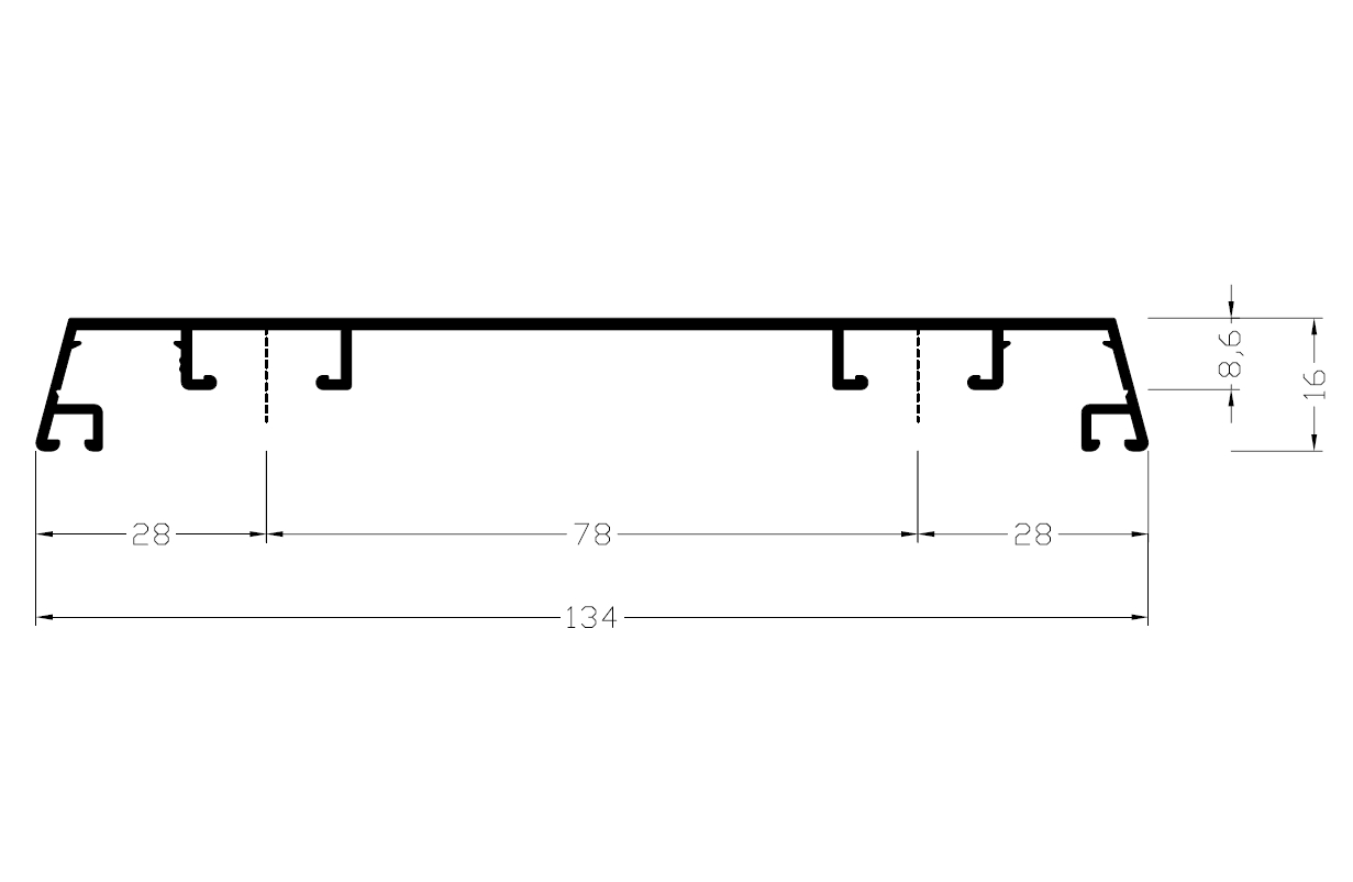 Профиль на вертикальный импост АЛЮСТАРТ, длина 6 м, алюминий, неокрашенный. Рис. 2