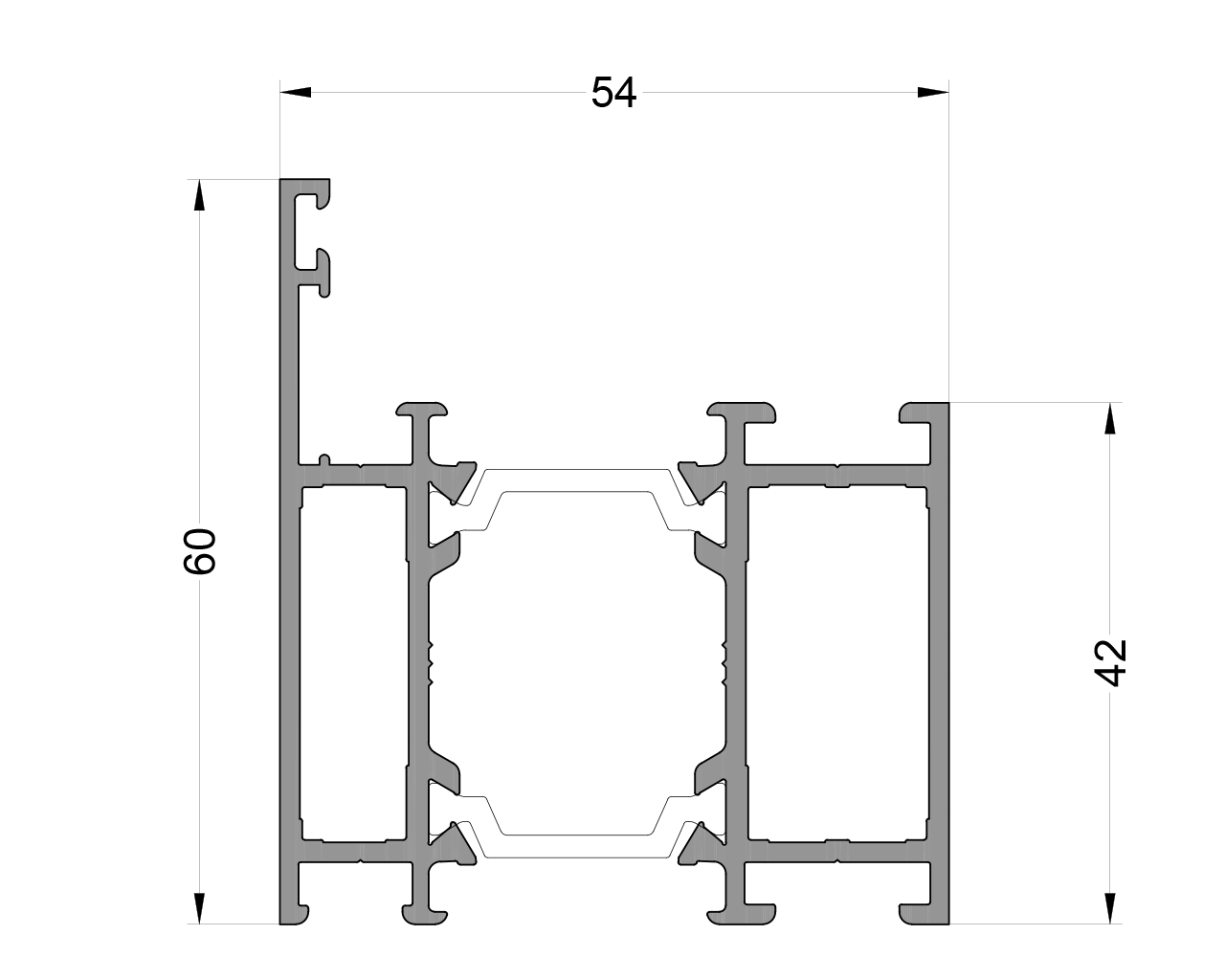 Профиль оконной рамы ALUMARK 60/42 мм 6м RAL9016. Рис. 1 Профиль оконной рамы ALUMARK 60/42 мм 6м RAL9016. Рис. 1