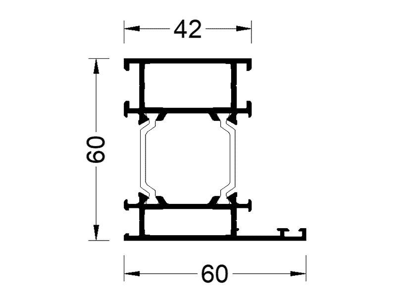 Профиль оконной рамы ALUMARK 60/42 мм 6м RAL9016. Рис. 1