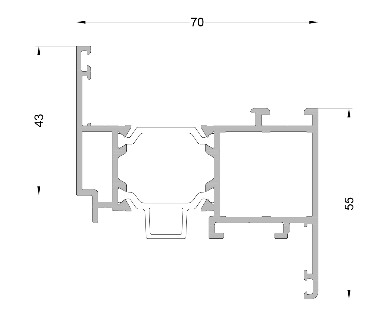 Профиль оконной створки ALUMARK 43/55 мм 6м 9016. Рис. 1 Профиль оконной створки ALUMARK 43/55 мм 6м 9016. Рис. 1