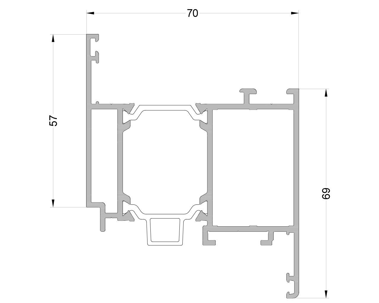 Профиль оконной створки ALUMARK 57/69 мм 6м RAL9016. Рис. 1 Профиль оконной створки ALUMARK 57/69 мм 6м RAL9016. Рис. 1