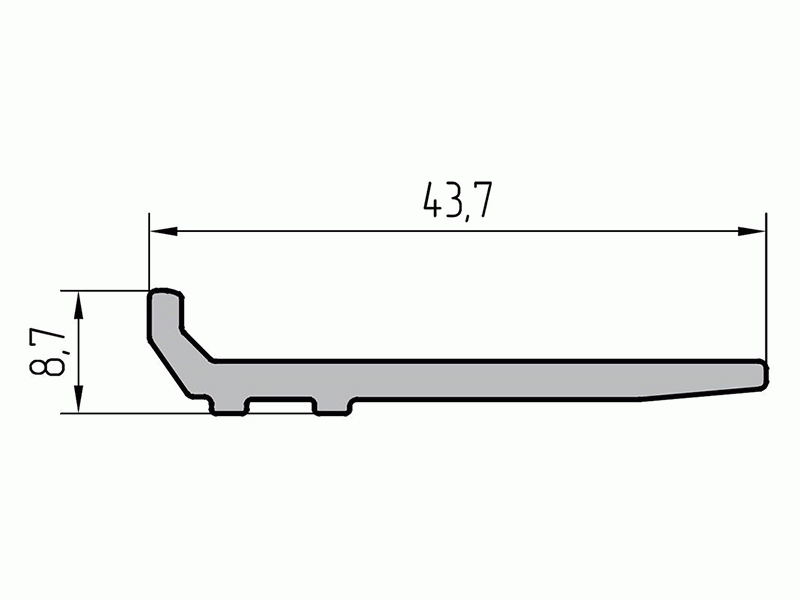 Профиль опорный под стеклопакет 43,7 мм, (6,8м), под ст/п 34-38. Рис. 1