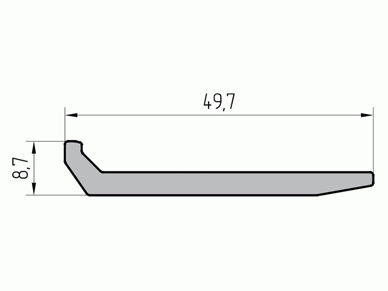 Профиль опорный под стеклопакет 49,7мм (6,8м), под ст/п 40-44. Рис. 1 Профиль опорный под стеклопакет 49,7мм (6,8м), под ст/п 40-44. Рис. 1