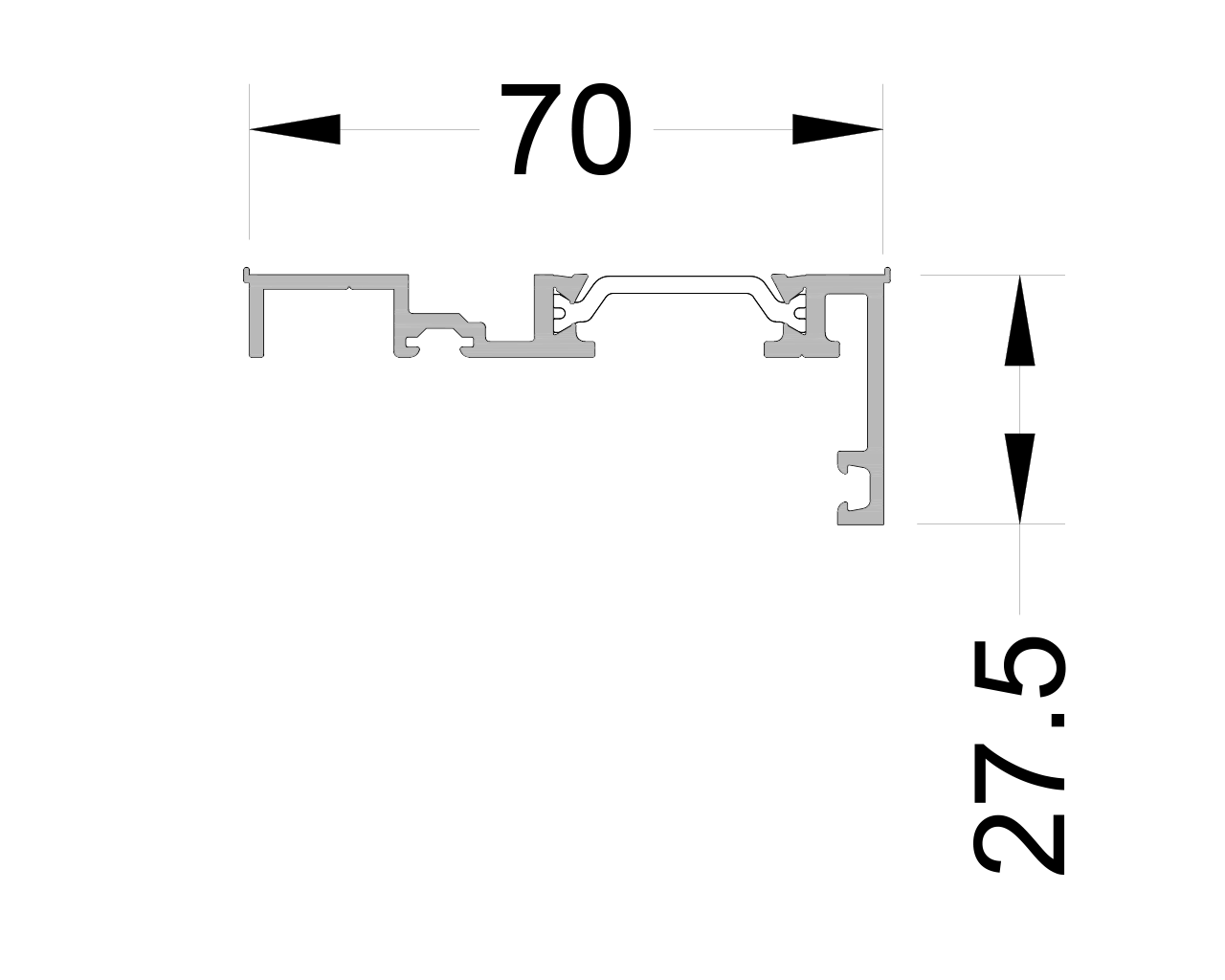 Профиль подцокольный комбинированный (теплый) ALUMARK  6м Неокрашенный. Рис. 1