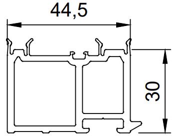 Профиль подставочный ALUMARK ПВХ 6м для S70, S60. Рис. 1