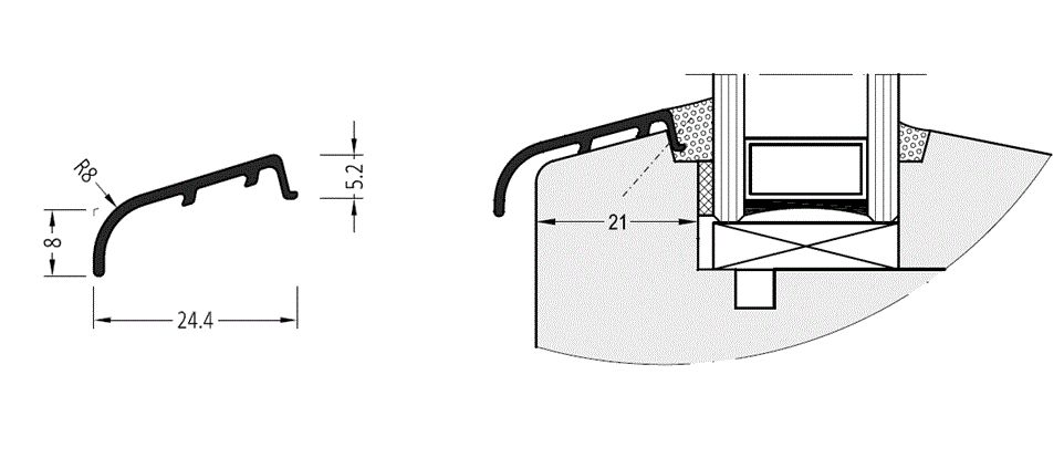 Профиль покрытия оконных створок АЛЮСТАРТ (APS24), алю.. Рис. 1