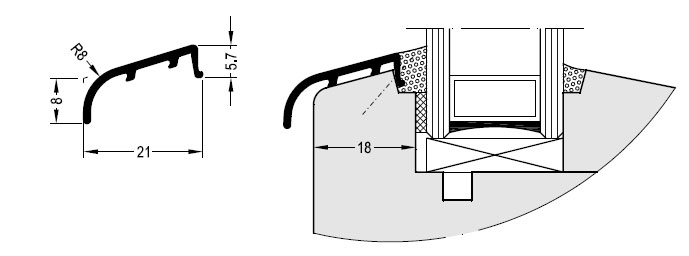 Профиль покрытия створок АЛЮСТАРТ, алюминий, серебристый. Рис. 1 Профиль покрытия створок АЛЮСТАРТ, алюминий, серебристый. Рис. 1