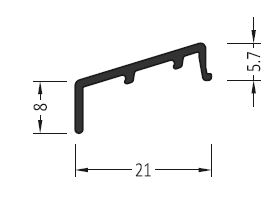 Профиль покрытия створок АЛЮСТАРТ, алюминий, белый RAL 9016. Рис. 1