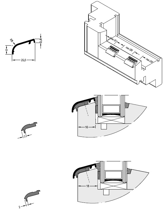 Профиль покрытия створок АЛЮСТАРТ, алюминий, белый. Рис. 3
