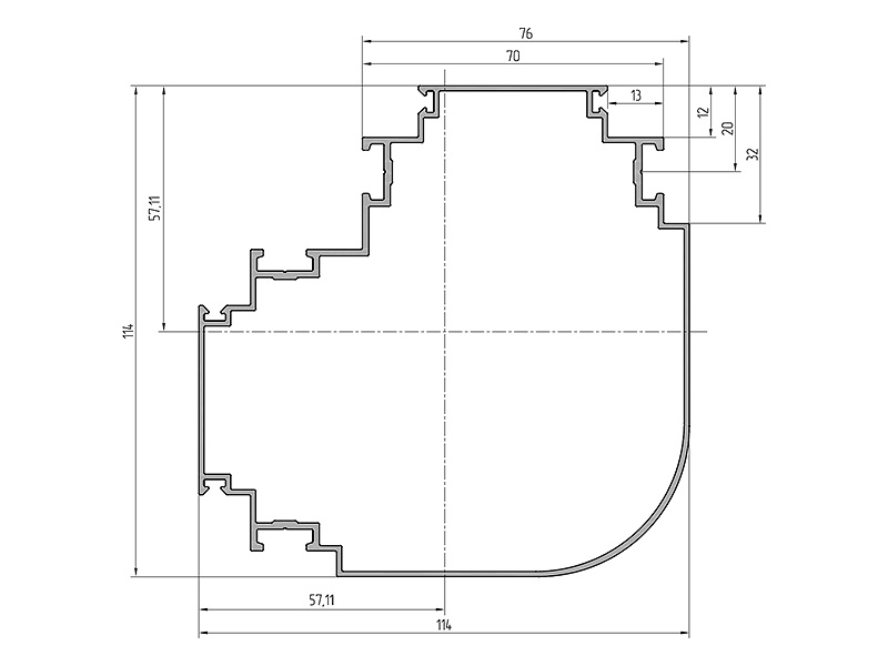 Профиль поворотный 114мм (6,2м), 9006. Рис. 1