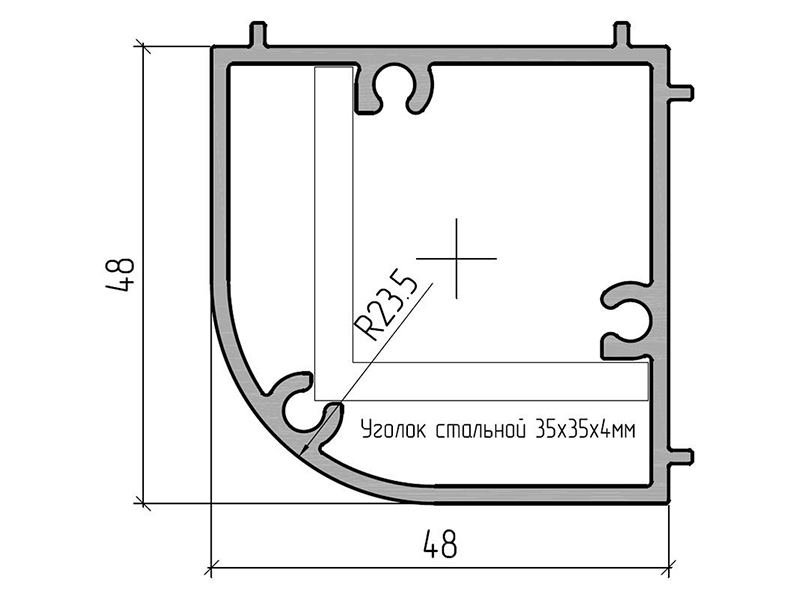 Профиль поворотный (6,5м), RAL9016. Рис. 1