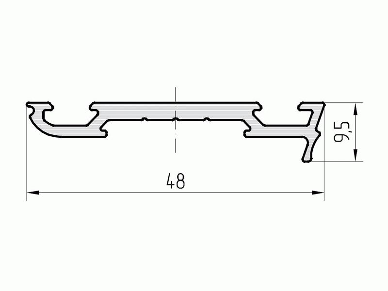 Профиль прижимной планки для наклонной поверхности 9,5мм (6,8м). Рис. 1 Профиль прижимной планки для наклонной поверхности 9,5мм (6,8м). Рис. 1