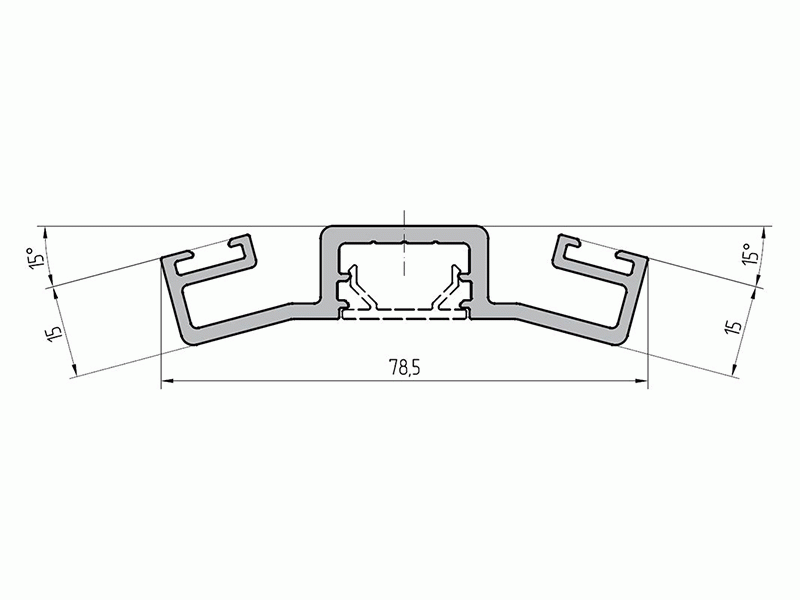Профиль прижимной планки на двусторонний угол - 15 град. (6,8 м), RAL9016. Рис. 1
