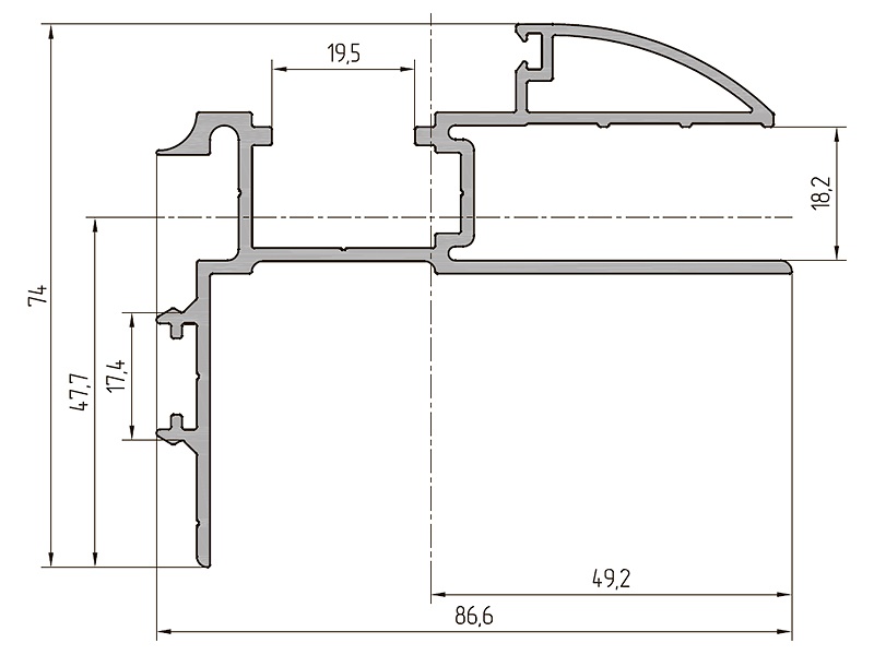 Профиль рамы (6,2м), RAL9006. Рис. 1