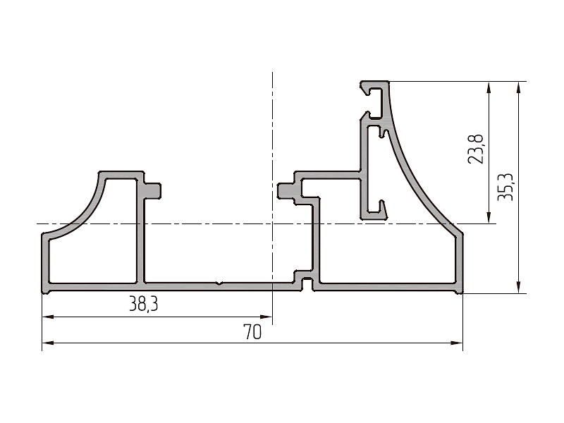 Профиль рамы  (6,2м), RAL9006. Рис. 1