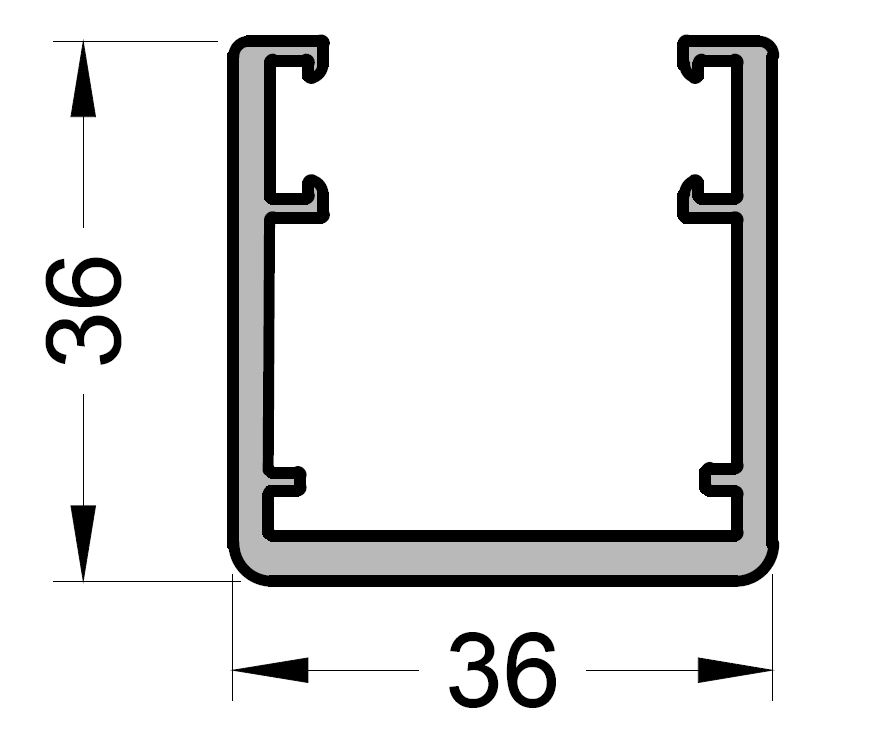 Профиль рамы французского балкона, 36 х 36 мм, 6м неокрашенный. Рис. 1
