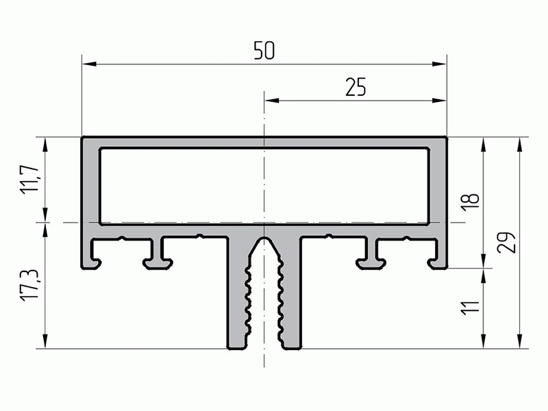 Профиль ригеля 18мм (6,8м), RAL9016. Рис. 1