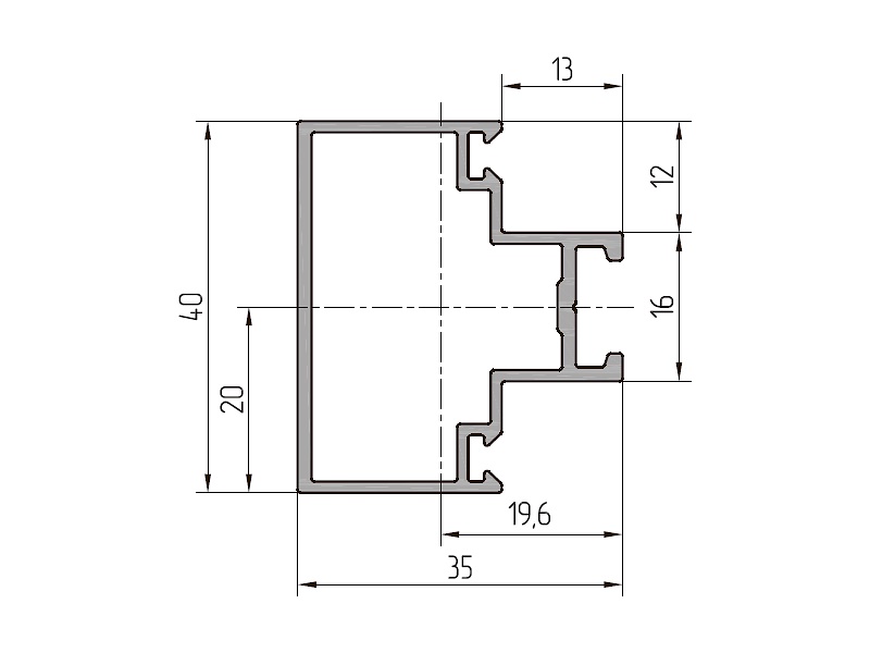 Профиль ригеля (6,2м), RAL9006. Рис. 1