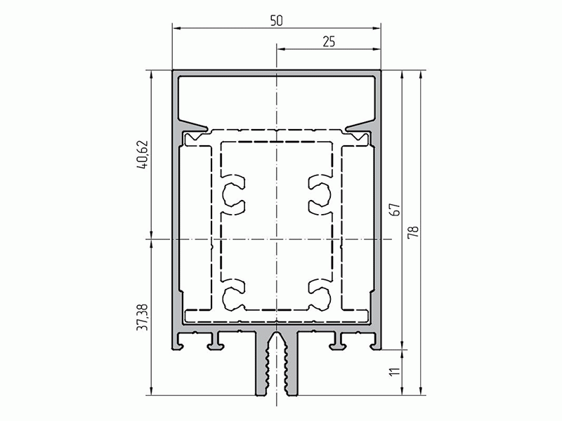 Профиль ригеля 67мм (6,8м), RAL9016. Рис. 1